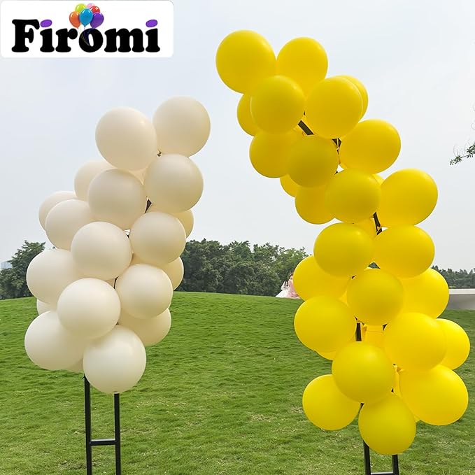 Firomi Yellow Balloons 12-inch 100 Pack Big Helium Round Matte Yellow Latex Balloon for Wedding Birthday Party (with 3 Ribbons)