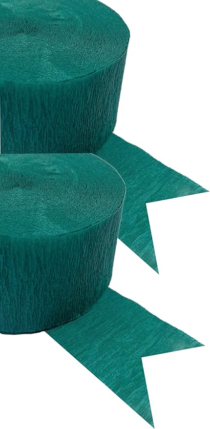 TEAL Crepe Paper Streamers, 2 ROLLS, 145 FT TOTAL, MADE IN USA!