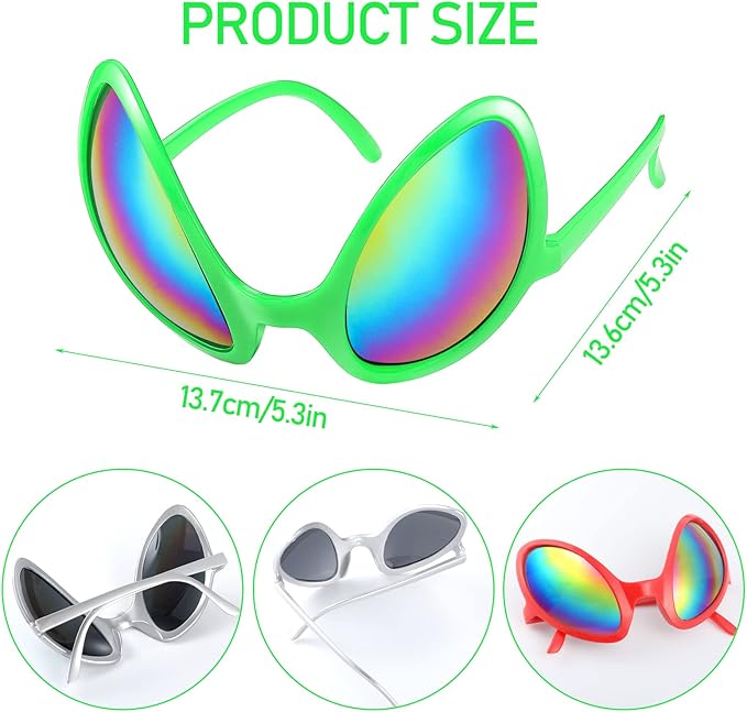 Bencailor 12 Pack Alien Glasses with Lenses Funny Alien Sunglasses Bulk for Cosplay Costume Accessories Carnival Mardi Gras Party Favor (Multi Colors)
