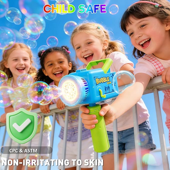 Cute Upgraded Camera Bubble Machine 360° Rotatable Handheld Rechargeable Bubble Blower, Blower with Music & Lights, Bubble Machine Solution, Kids Bubble Toy for Parties, Wedding & Toddlers Play