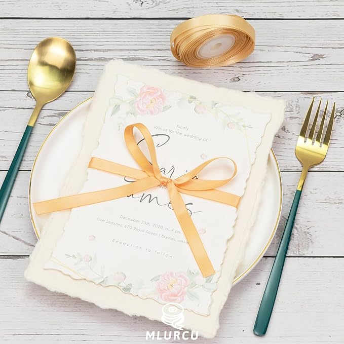 Gold Ribbon Thin 3/8 Inch x 60Yards Golden Brown, Copper, Champagne, Assorted Double Faced Gold Silk Satin Ribbon for Gift Wrapping, Flower Bouquet, Wedding, Bridal Shower, Christmas, Bows & Crafts