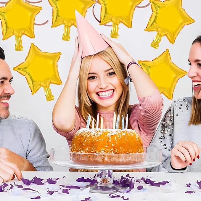 TONIFUL Gold Foil Star Balloons 50Pcs 10 Inch Gold Star Shape Balloons Star Helium Mylar Balloons for Birthday Wedding Baby Shower Anniversary Engagement Party Decorations Supplies
