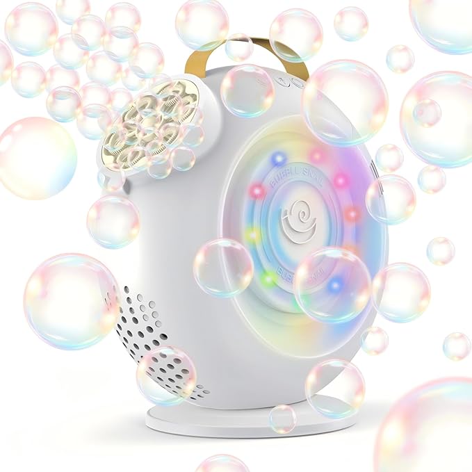 Bubble Machine, Automatic Bubbles Blower for Kids Toddlers - 15000+ Bubbles Per Min, 90°/360° Auto Rotation & LED Light, Rechargeable Bubble Maker for Birthday Parties Wedding Outdoor Activities Gifts