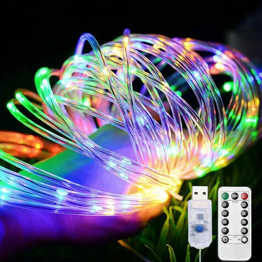 LED Rope Lights 33ft 100LED Flexible Tube Lights Connectable Fairy String Light USB Plug in Waterproof 8 Modes for Indoor Outside Home Yard Pool Wedding Garden Patio Holiday Decor