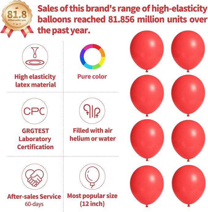 110pcs Coral Red Balloon 12 Inch, Coral Red Latex Balloons for Birthday Party Baby Shower Wedding(with 2 Ribbons).