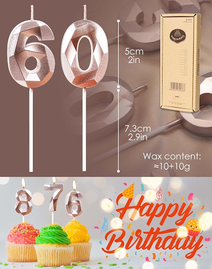27th Birthday Candles,Number 27 Candles,Rose Gold Happy Birthday Candle for Cake,3D Design Cake Topper Decorations for Women Men Birthday Party Wedding Anniversary Celebration Supplies