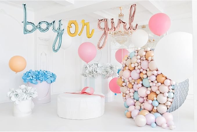 Boy Or Girl Balloon Banner Gender Reveal Balloons Gender Reveal Party Supplies Decorations Sign Ideas, 25 Inch