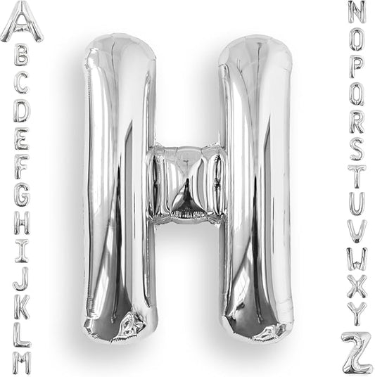 AULE 40 Inch Big Letter Balloon Silver H Large Foil Helium Alphabet Balloons A-Z for Birthday Anniversary Graduation New Year Party Decoration Supplies