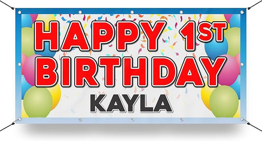 Custom Birthday Vinyl Banner Sign Personalized, Party Backdrop, Birthday Gift, Birthday Party - Milweb1 (4'x8', BB-1)