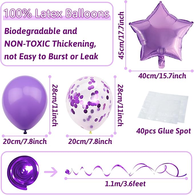 Purple Party Decorations with Banner - Women Girls Engagement, Anniversary & Birthday Supplies