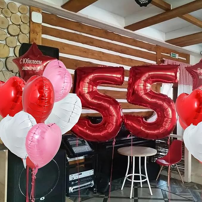 TONIFUL 30Pcs 18 Inch Heart Balloons Red White Pink Valentine’s Day Heart Shape Foil Mylar Balloons Decoration for Romantic Valentine's Day Wedding Bridal Shower Anniversary Engagement Party Supplies