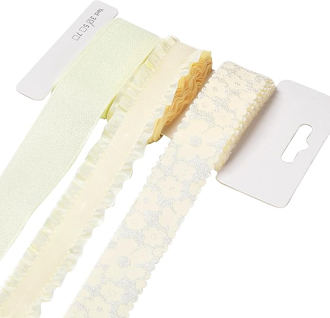 BEEFLYING 3 Styles Yellow Wire Edged Ribbons for Gift Wrapping, 25~28mm×2.7m Fabric Ribbons Strip Ribbons for Wedding Party Decoration Hair Bows Flower Bounquet Sewing and Craft
