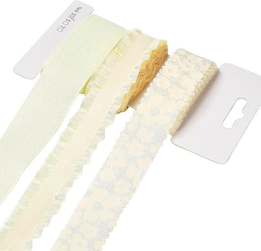 BEEFLYING 3 Styles Yellow Wire Edged Ribbons for Gift Wrapping, 25~28mm×2.7m Fabric Ribbons Strip Ribbons for Wedding Party Decoration Hair Bows Flower Bounquet Sewing and Craft