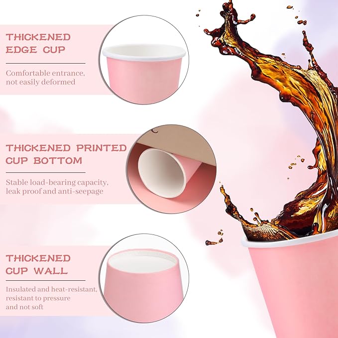 3 oz Bathroom Cups, 50 Pack Pink Paper Cups, 3 oz Bathroom Mouthwash Cups, Bath Rinse Cups for Home, Office, Wedding, Travel and Party