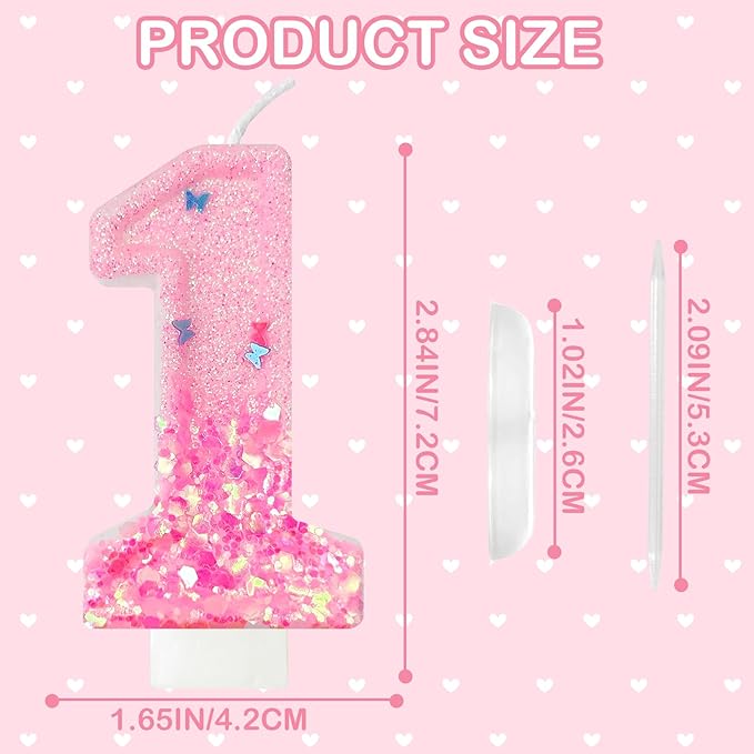 Pink Sequin Birthday Candles, Cake Number Candles, Girls 0th Birthday Decorations, Suitable for Birthday Parties, Anniversary Party Decorations(10)