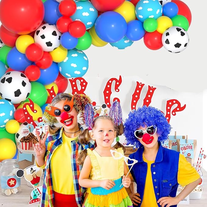 Green Yellow Blue Red Balloon Arch Kit - 122 PCS Red Yellow Green Cow Print Balloon Arch for Wedding Birthday Engagement Wedding Circus Party Decorations