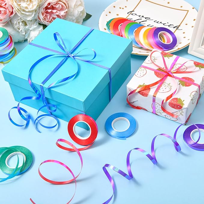 30 Roll Rainbow Curling Ribbons for Crafts Bows Present Wrapping Florist Wedding Party Festival Art Craft Decor, 11 Yards Per Roll, 3/16 Inch Wide 3/16" - Set6