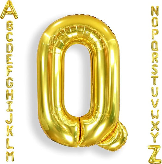 AULE 40 Inch Big Letter Balloon Gold Q Large Foil Helium Alphabet Balloons A-Z for Birthday Anniversary Graduation New Year Party Decoration Supplies