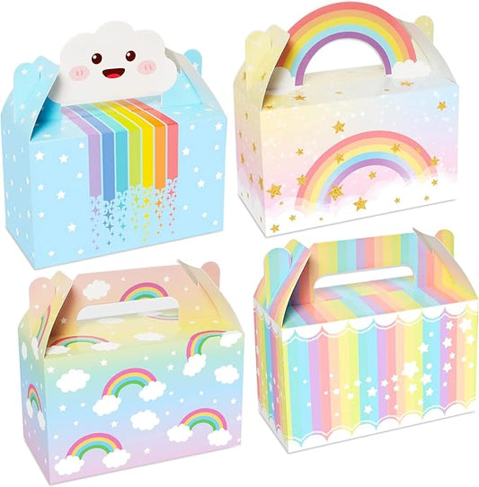 Tevxj 24 Pack Rainbow Party Favor Boxes Cloud Birthday Treat Bags Pastel Rainbow Theme Candy Goodies Valentine's Day Gift Box for Kids Girl Baby Shower Birthday Party Decorations Supplies