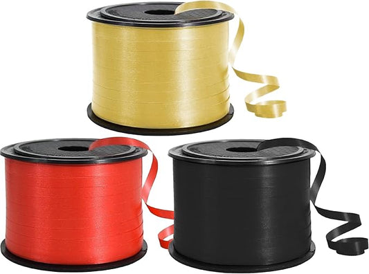 TONIFUL 300 Yards Curling Ribbon-Balloon Ribbon-Balloon String for Art&Craft Decor,Gift Wrapping,Ribbons and Bows for Christmas New Year Birthday Gifts Graduation Supplies (Black Red Gold)