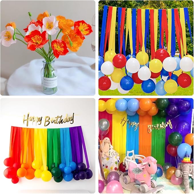 Crepe Paper Streamers 30 Rolls, 10 x 98Inch 30 Rainbow Colors Crepe Paper Sheets for DIY Gift Colourful Paper Flower Wrapping Paper Crafts Birthday Wedding Holiday Party Decorations