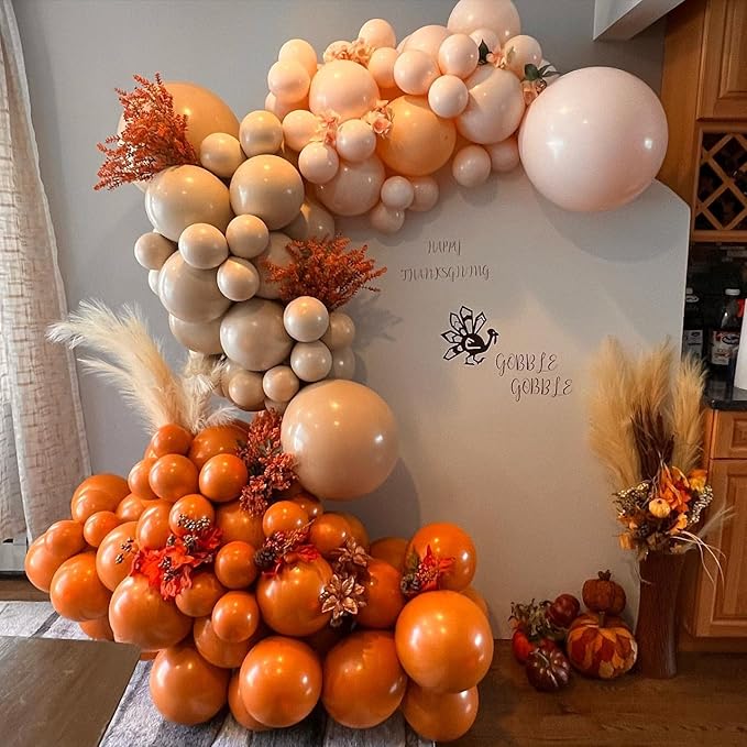 Burnt Orange Balloons Garland Arch Kit Dark Orange Balloon Different Sizes 12Inch 5Inch Fall Balloons for Thanksgiving/Baby Shower Party Decorations