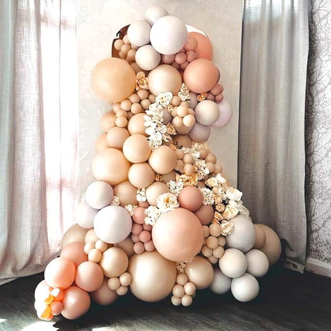 120pcs Nude Balloons, 18 12 10 5 inch Different Sizes Boho Neutral Balloon Arch Kit for Wedding Baby Shower Birthday Party Decorations