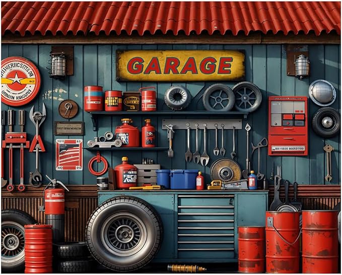 Kate 10x8ft Garage Car Repair Backdrops for Photography Mechanic Tool Room Booth Background Baby Kids Boys Birthday Party Decoration Photo Studio Backdrop