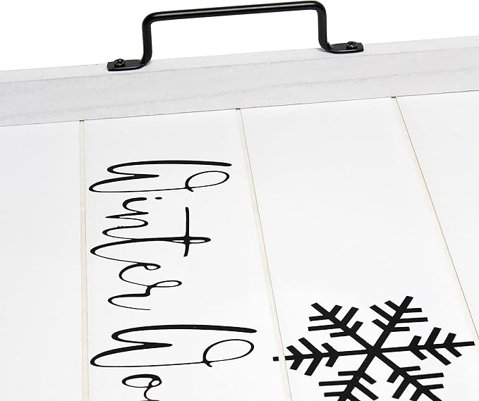 Elegant Designs HG2000-WWW Christmas Decoration Decorative Wood Serving Tray w/Handles, 15.50'' x 12'', Winter Wonderland, White