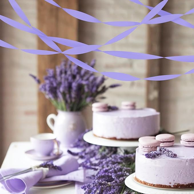 8 Rolls Crepe Paper Streamers, Light Purple Streamers Party Decorations for Baby Shower Bridal Shower Wedding Lavender Party Birthday Graduation