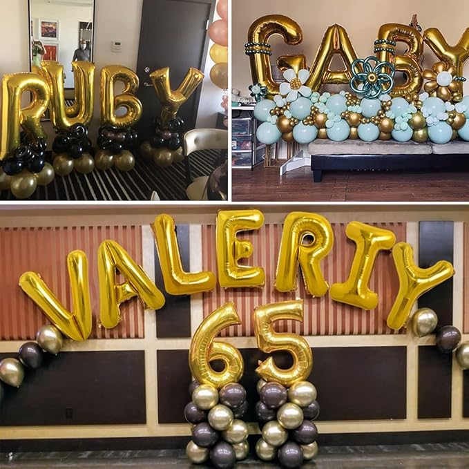 TONIFUL 40 Inch Large Gold Letter S Balloons, Helium-Filled Mylar Big Balloons for 2026 New Year Eve Graduation Wedding Baby Shower Birthday Party & Anniversary Celebrations