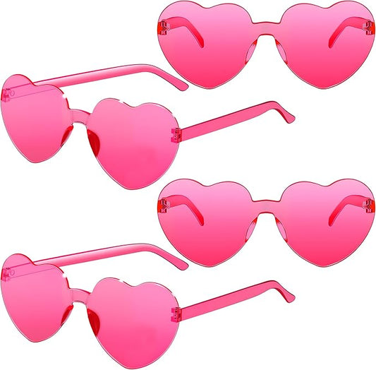 2/4/8/12/20 Pairs Heart Shaped Sunglasses Transparent Heart Glasses Rimless Trendy Eyewear for Valentines Party Favor