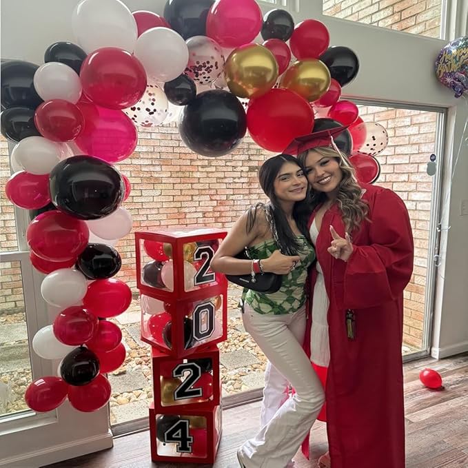 Red Black and Gold Party Balloons, Black Red Gold Latex Balloons 50 Pcs 12 inch Red Black Gold Balloons For Birthday Graduation Hollywood Casino Wedding Party Decoration