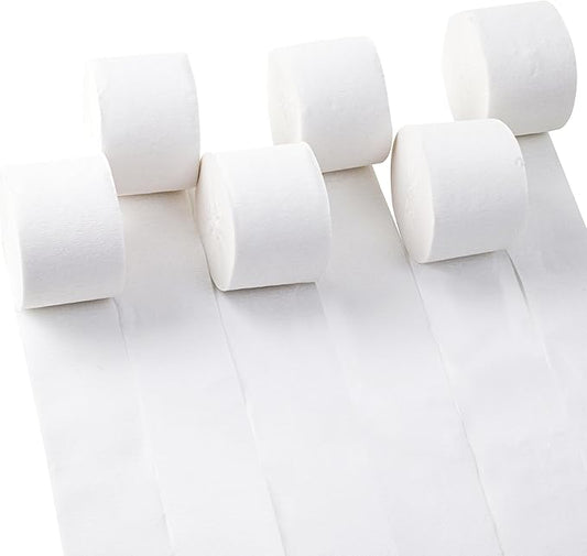 6 Rolls 492ft Colorful Crepe Paper Streamers,Pack of Paper Party Streamers for White Party Decorations, Birthday Decorations, Wedding Decorations (1.8 Inch x 82 Ft/Roll)
