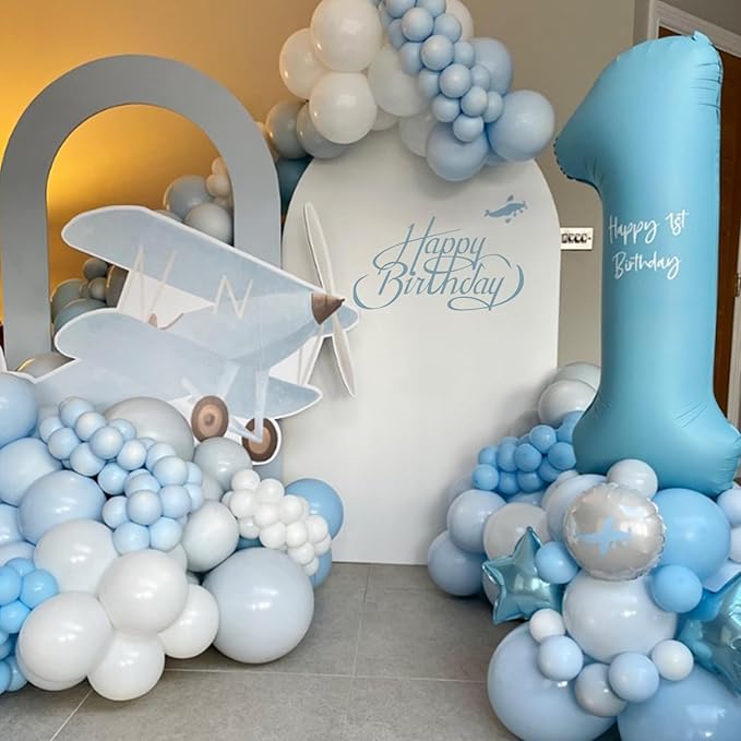 Awenztech 120pcs Light Blue Balloon Arch Kit, 18 12 10 5 inch Pastel Baby Blue Latex Balloons Different Sizes Balloon Garland for Graduation Baby Shower Gender Reveal Birthday Party Decorations