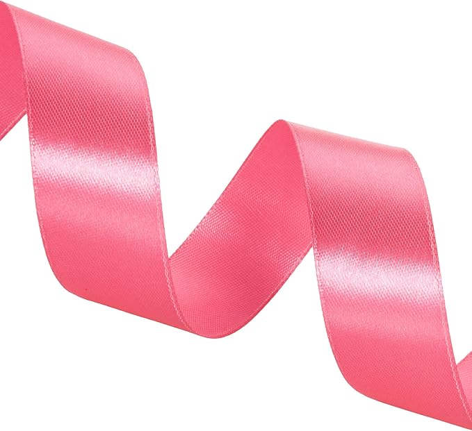 YASEO 1 Inch Brink Pink Solid Satin Ribbon, 50 Yards Craft Fabric Ribbon for Gift Wrapping Floral Bouquets Wedding Party Decoration