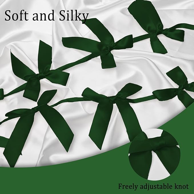 2pcs Hunter Green Bow Garland Banner - 8.3 Feet Coquette Ribbon Bow Decorations for Baby Shower, Birthday Party, Bridal Shower Decor (Hunter Green)