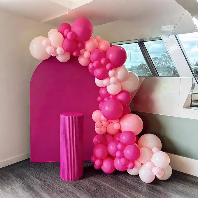 Lukiituke Pink Balloon Arch Kit,134pcs Hot Pink Party Balloons, 4 Size Light Pink Balloons for Baby Shower,Birthday,Wedding Decorations