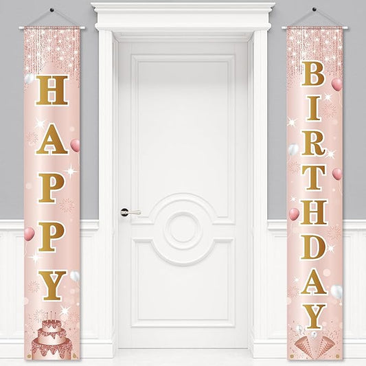 Birthday Decorations Banner, Happy Birthday Door Sign for Men Women Boys Girls Ideal Birthday Decorations Party Supplies Outdoor Indoor 72 x 12 Inch