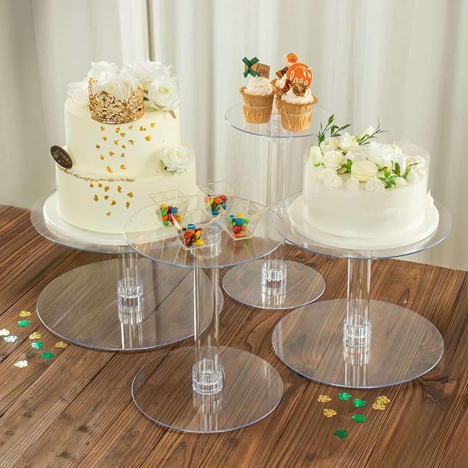 Efavormart Lovely 4 Tier XL Acrylic Crystal Glass Clear Cake Dessert Decorating Stand for Birthday Xmas Party Wedding
