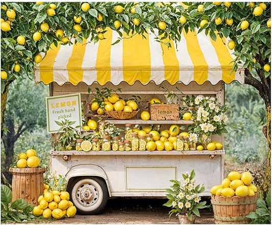 Kate 10x8ft Lemon Shop Backdrops for Photography Fresh Hand Picked Lemon Background Fresh Lemonade Backgrounds Baby Gilrs Portrait Studio Backdrop