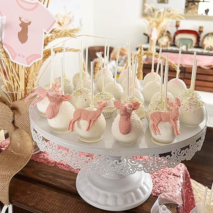 TOPZEA Set of 4 Cake Stands, White Metal Dessert Treat Table Display Stand Set Cupcake Cake Pop Holder, Pastries Tiered Serving Tower Candy Fruit Plate Tray for Wedding, Baby Shower, Buffet