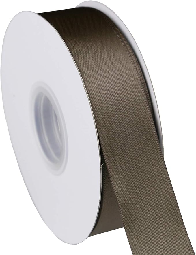 ITIsparkle 1" Inch Double Faced Satin Ribbon 50 Yards-Roll Set for Gift Wrapping Scrap Books Party Favor Hair Braids Baby Shower Decoration Floral Arrangement Craft Supplies, Dark Olive Ribbon