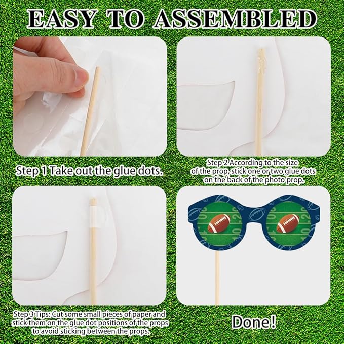 25 Pcs Football Photo Booth Props,Game Day Football Touchdown Party Supplies,Sport Theme Tailgate Cutouts,Bowl Party Decorations,Sport Birthday Party Decor,Rugby Cutouts