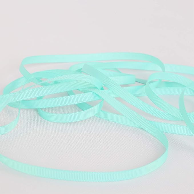 Ribbonitlux 1/4" Wide Solid Grosgrain Ribbon 25 Yards (314-Aqua）, Set for Gift Wrapping, Party Decor, Sewing Applications, Wedding and Craft