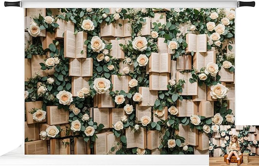 Kate 7x5ft/2.2x1.5m Book Backdrop for Photography Flower Photoshoot Background Photo Video Studio Props