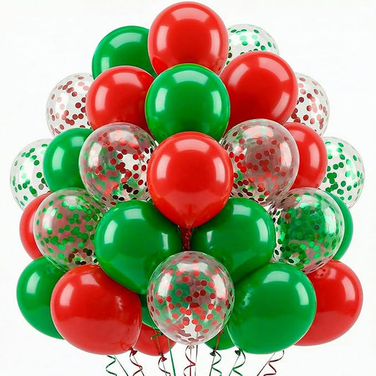 KatchOn, Christmas Balloons Set - Pack of 90, 12 Inch | Red, White and Green Balloon for Christmas Decorations Outdoor | Holiday Balloon for Xmas Decorations | Balloons for Xmas Decor Indoor