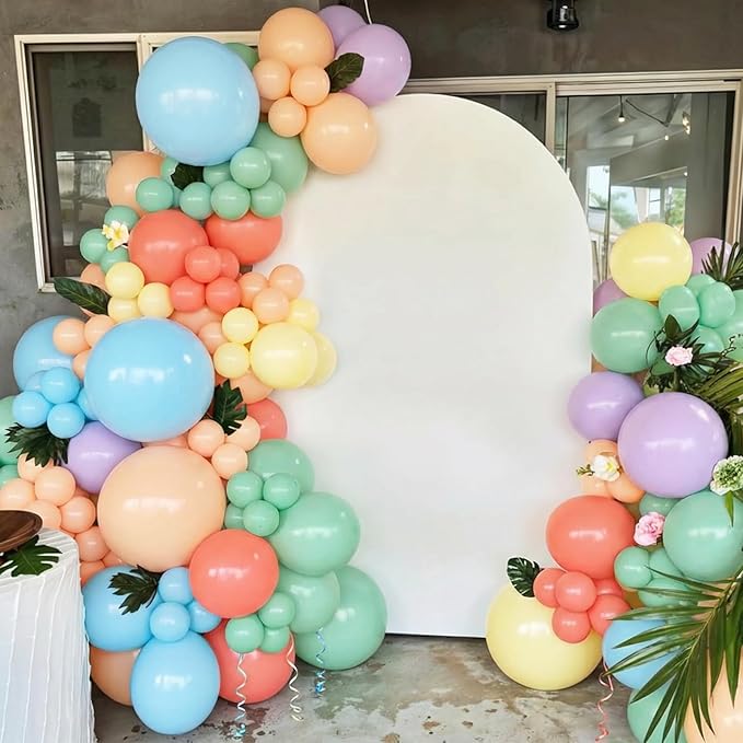 Retro Rainbow Balloons, 60PCS Boho Colorful Balloons, 12 Inch Dusty Light Blue Blush Pink Orange Yellow Purple Balloon Assorted Color Balloon for Boho Birthday Wedding Baby Shower Party Decorations