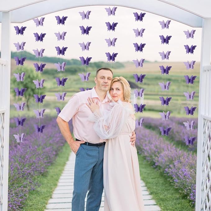 Butterfly Decorations, Purple Butterfly Decorations for Wedding Baby Shower Birthday Party Decorations Purple/Lavender Pack of 4, 10001
