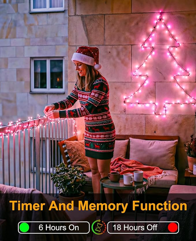 80FT 240 LED Christmas Lights Outdoor, Plug in String Lights for Outside Waterproof, 8 Modes Connectable Green Wire Twinkle Fairy Lights for Indoor Home Garden Patio Party Holiday Decorations, Pink